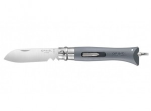 coltello tasca opinel bricolage grigio con accessori cacciavite