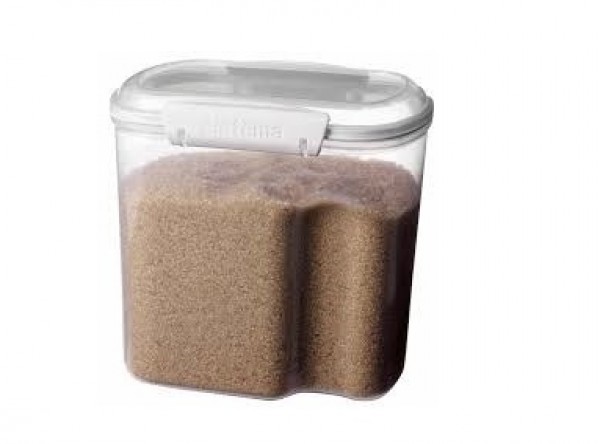 Barattolo Ermetico Con Misurino Per Cereali - Contenitore 3 Litri Per Farina, Riso, Pasta, Cibo Secco, Con Chiusura A 4 Clip, Trasparente